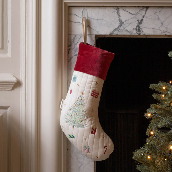 Christmas Tree Embroidered Christmas Present Stocking