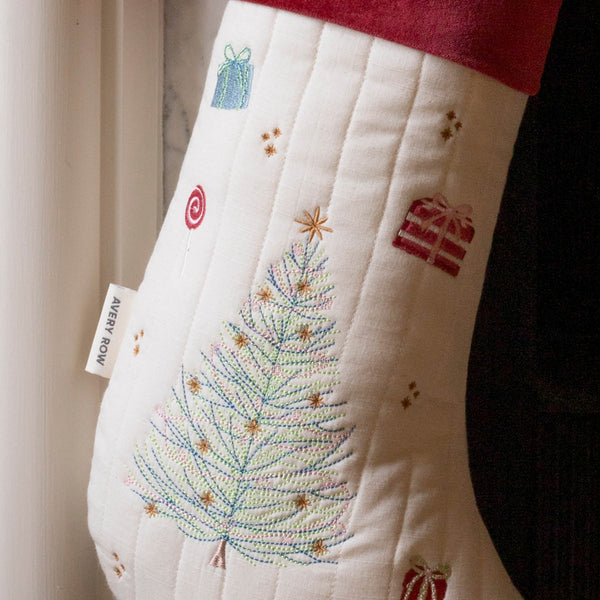 Christmas Tree Embroidered Christmas Present Stocking