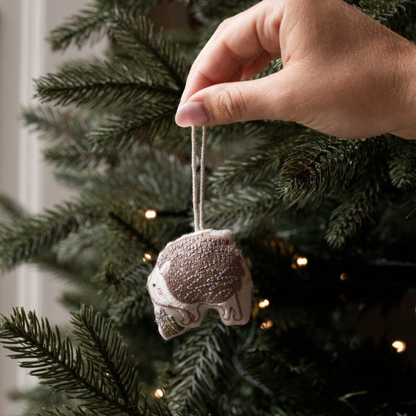 Embroidered Set of 5 Christmas Tree Decorations (Wintry Woodlands)