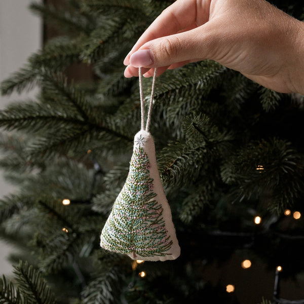 Embroidered Set of 5 Christmas Tree Decorations (Wintry Woodlands)