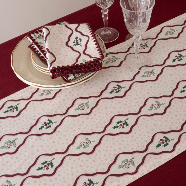 Organic Cotton Table Runner (Berry Ribbons)