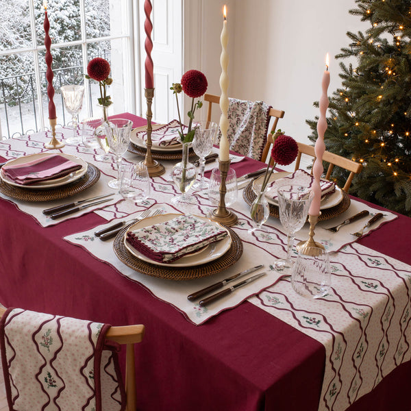 Organic Cotton Table Runner (Berry Ribbons)