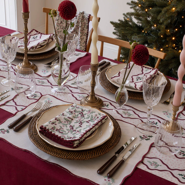 Organic Cotton Table Runner (Berry Ribbons)