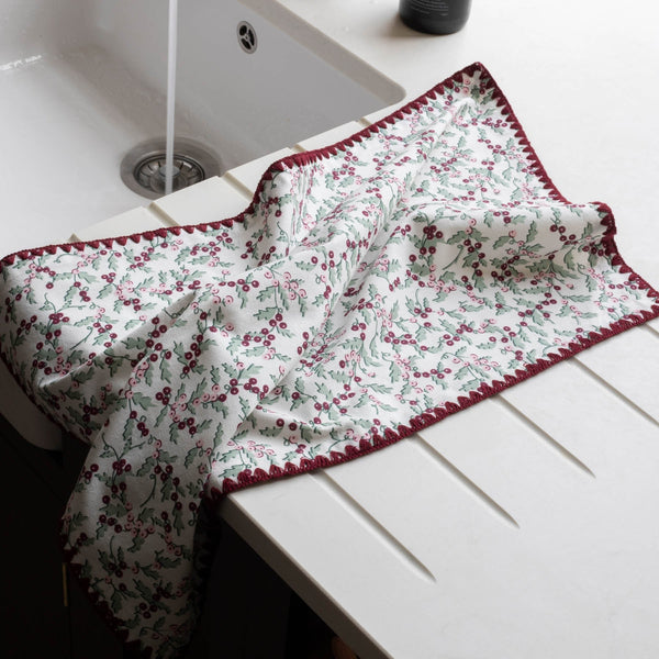 Organic Cotton Set of 2 Tea Towels (Berry Ribbons)
