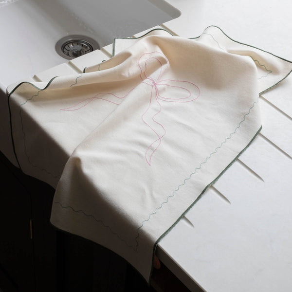 Organic Cotton Set of 2 Tea Towels (Bold Stripe Burgundy)