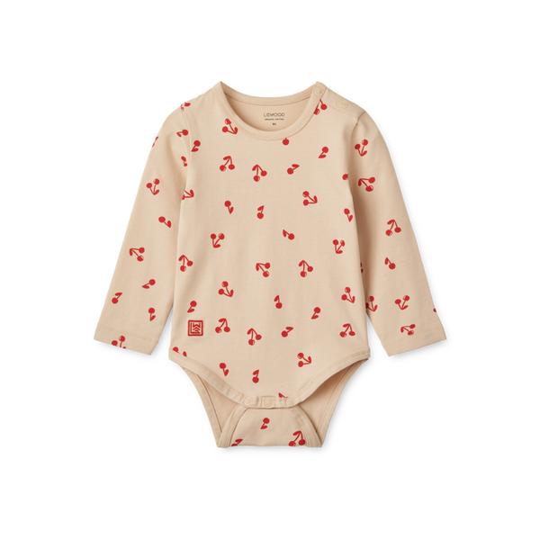 Yanni Cherry Print Long Sleeve Cotton Baby Bodysuit (Pack of 2)