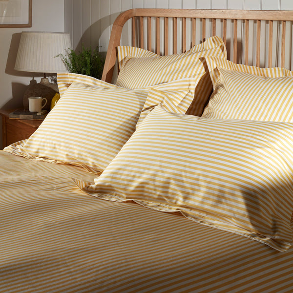 Yellow Betsy Stripe 100% Organic Cotton Duvet Cover