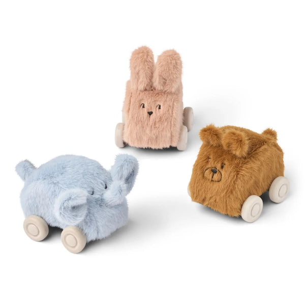 Ansel 3 Pack Plush Soft Toy Car Set (Pale Tuscany Mix)
