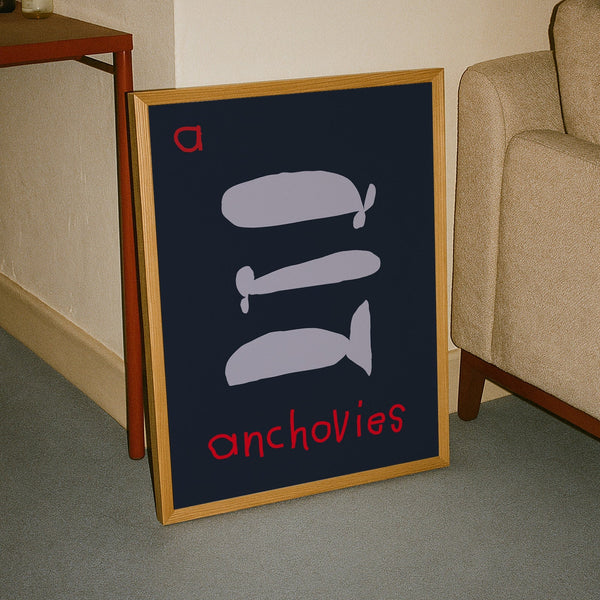 A for Anchovies- Alphabet Art Print