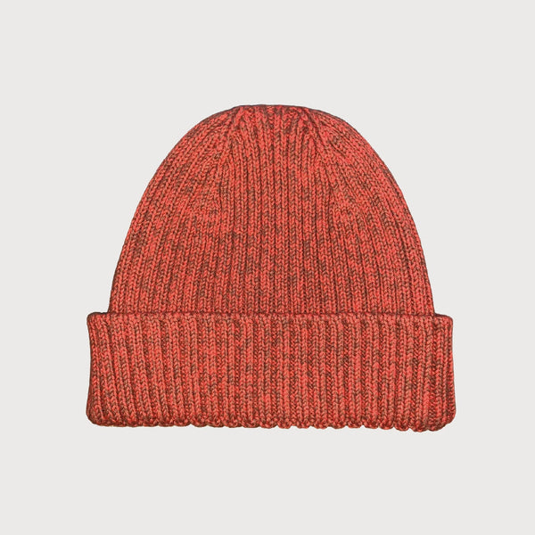 Aven Twisted Cotton Chunky Knit Beanie Hat (Rust/Orange)