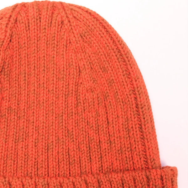 Aven Twisted Cotton Chunky Knit Beanie Hat (Rust/Orange)