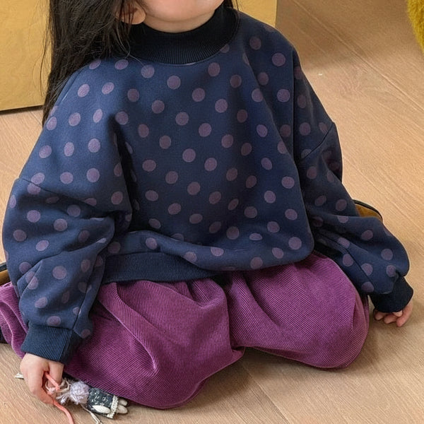 Bilbo Blue Polka Dot Oversized Funnel Neck Sweatshirt