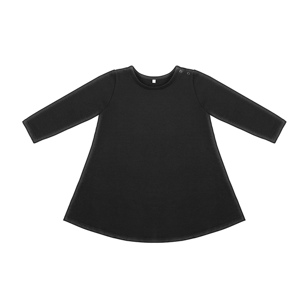 Caley Organic Cotton Long Sleeve Jersey Dress (Black)