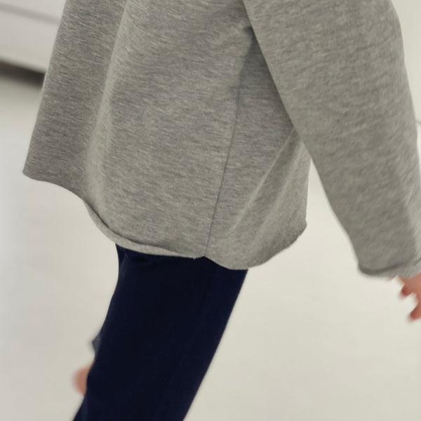 Cassius Organic Cotton Raw Neck Modern Sweatshirt (Light Grey)