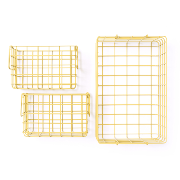 Coated Steel Wire Storage Baskets (Butter)