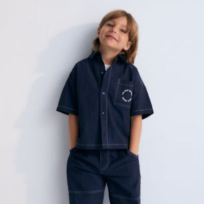 Corinto Seersucker Shirt (Navy)