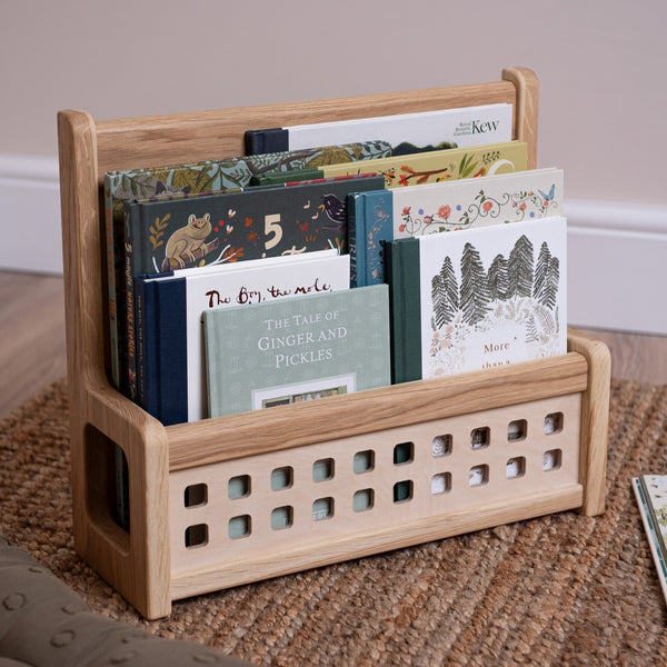 Wooden Book Storage Caddy (Solid Oak)