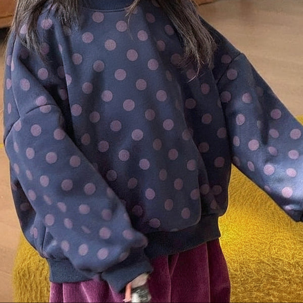 Bilbo Blue Polka Dot Oversized Funnel Neck Sweatshirt