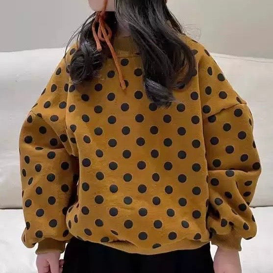 Bilbo Mustard Polka Dot Oversized Funnel Neck Sweatshirt