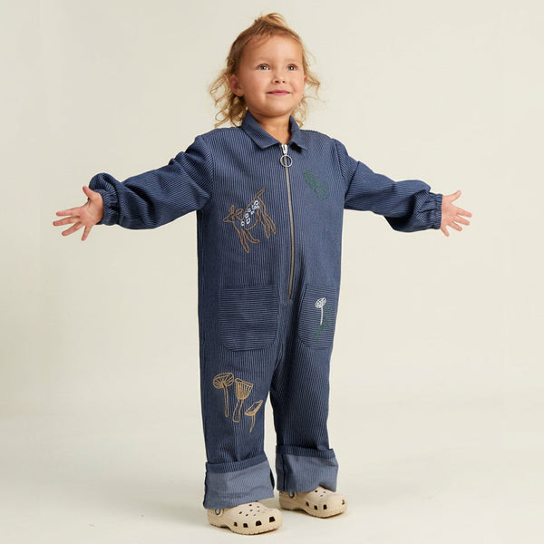 Syd Denim Woodland Print Cotton Boilersuit Overall