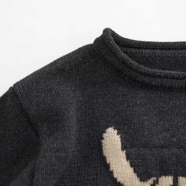 Feline Fine Jumper and Trouser Knit Set (Charcoal)