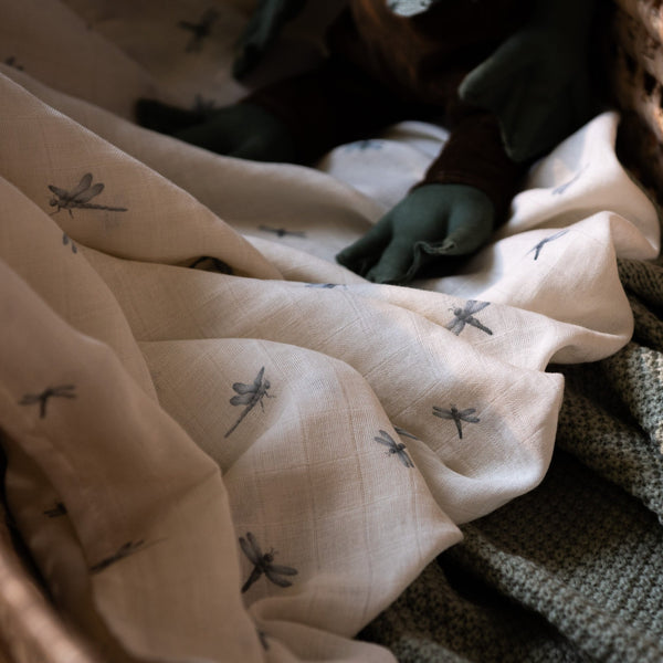 Waterside Print Organic Cotton Muslin Swaddle Blanket