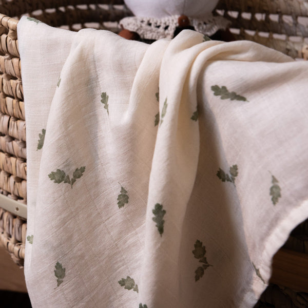 Woodland Print Organic Cotton Muslin Swaddle Blanket