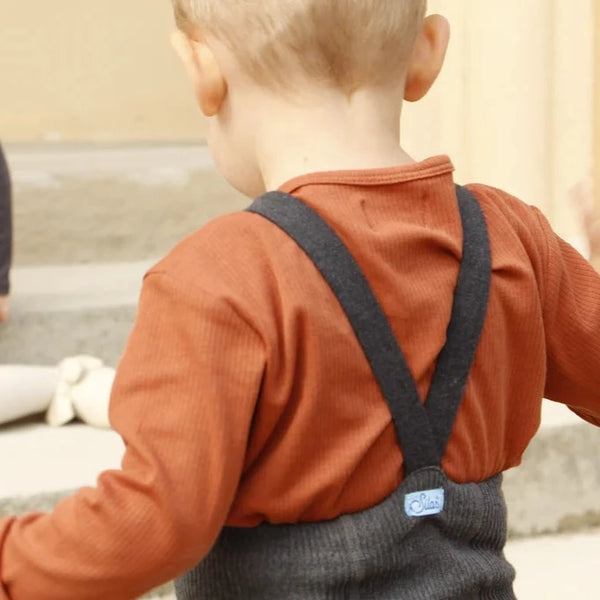 Silly Silas Unisex Rib Tights with Braces (Dark Grey)