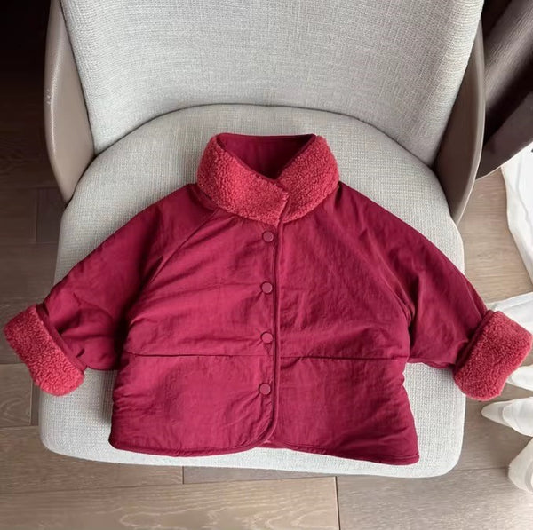 Dima Double Sided Reversible Teddy Coat (Red)