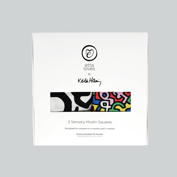 Etta Loves x KEITH HARING Sensory Printed Muslins (Pack of 2)