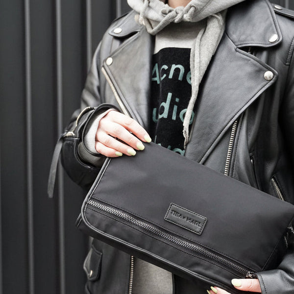 Etta Fold-Away Changing Mat Clutch (Black Woven)
