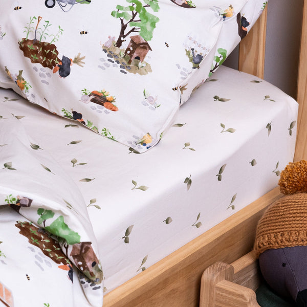 Allotment Leaf Cotton Fitted Bed Sheet