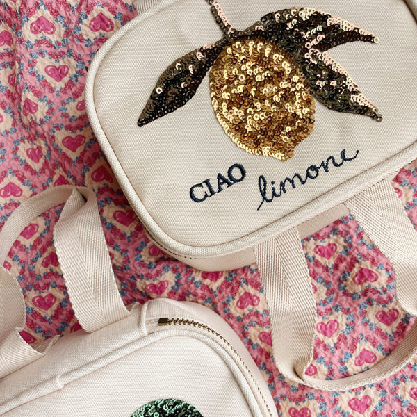 Sequinned Lemon Print Mini Thermo Lunch Bag