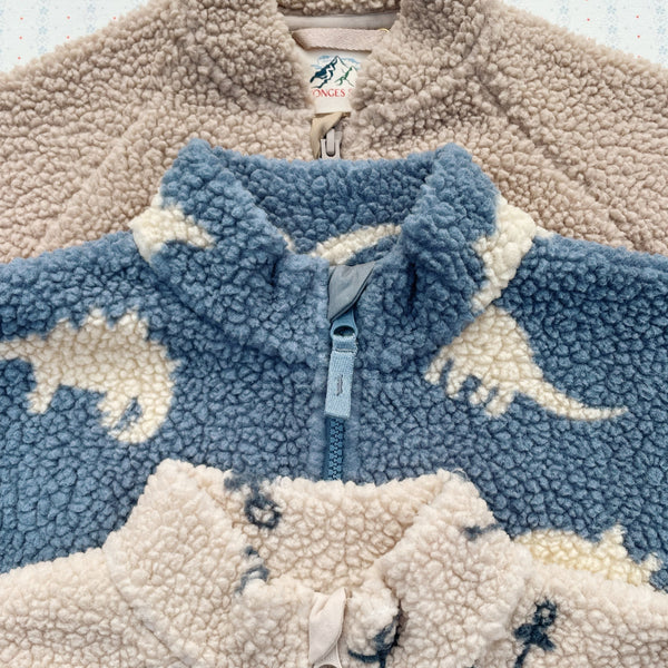 Jody Dino Print Teddy Borg Fleece Jacket (Mist)