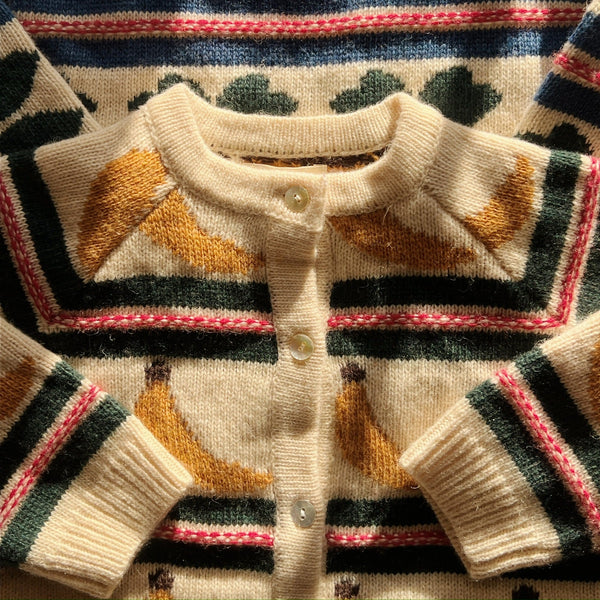 Billi Banana Print Wool Blend Cardigan