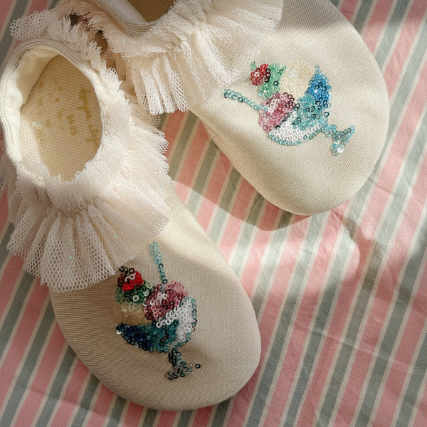 Amandine Gelato Sequinned Frill Swim Shoes (Rosewater)