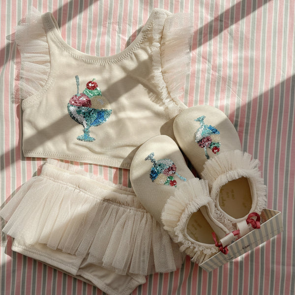 Amandine Gelato Sequinned Frill Swim Shoes (Rosewater)