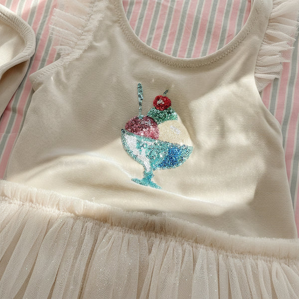 Amandine Gelato Print Glittery Tutu Swimsuit (Rosewater)
