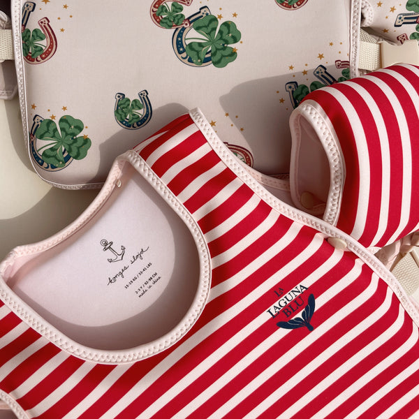 Hollis Swim Float Vest with Removable Water Wings (Stripe Rouge)