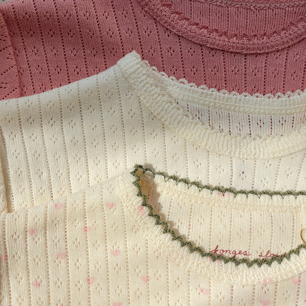 Minnie Cherry Print Cotton Pointelle Baby Short Sleeve Bodysuit (Minnie Coeur)