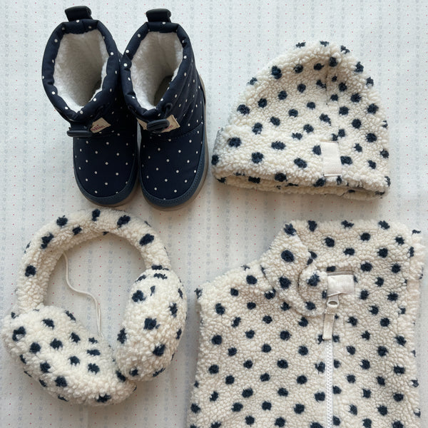 Jody Polka Dot Teddy Borg Fleece Beanie Hat (Dot Lumiere)