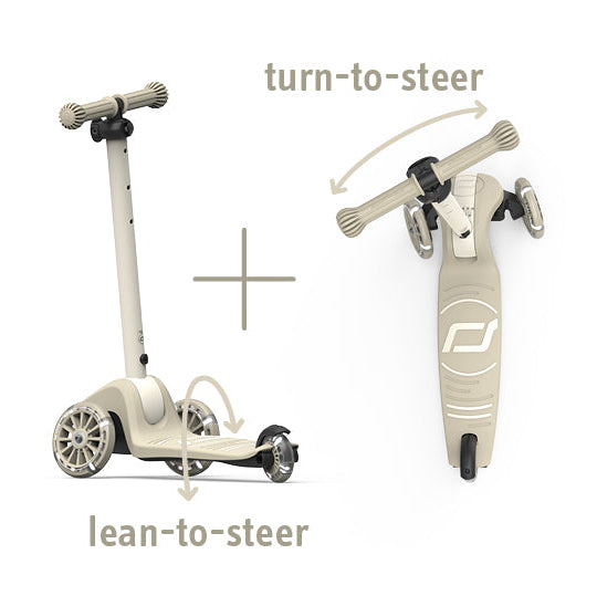 Highway Kick 3S Steerable Foldable Scooter with LED Wheels (Ash)