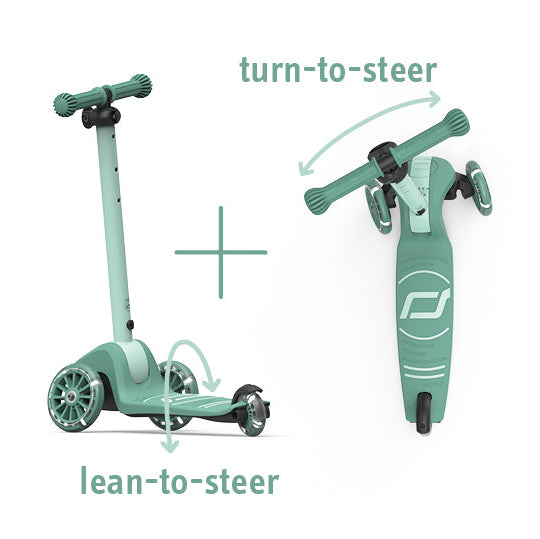 Highway Kick 3S Steerable Foldable Scooter with LED Wheels (Forest)