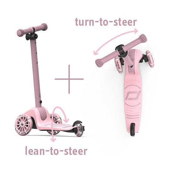 Highway Kick 3S Steerable Foldable Scooter with LED Wheels (Rose)
