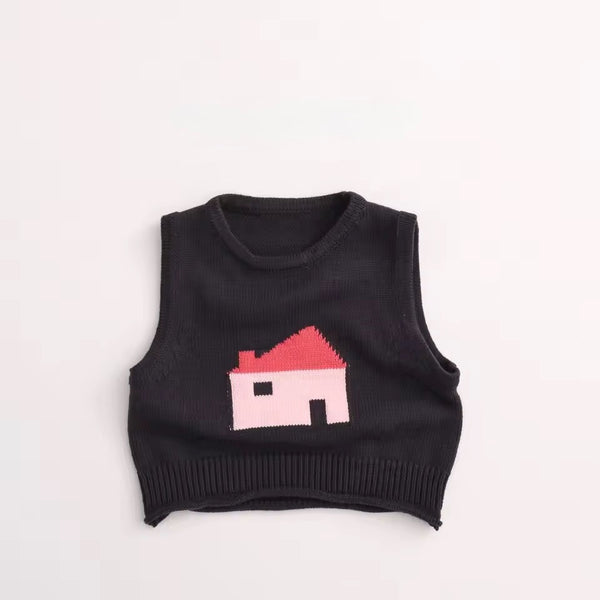 Home Grown House Print Sleeveless Knit Vest