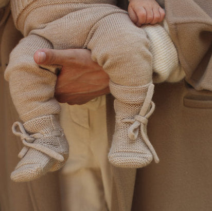 Merino Wool Baby Booties (Oat)