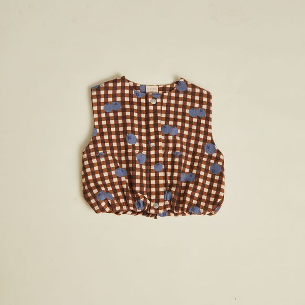 Rumi Blueberry Gingham Cotton Gilet