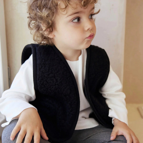 Clara 100% Wool Vest with Lining (Black)