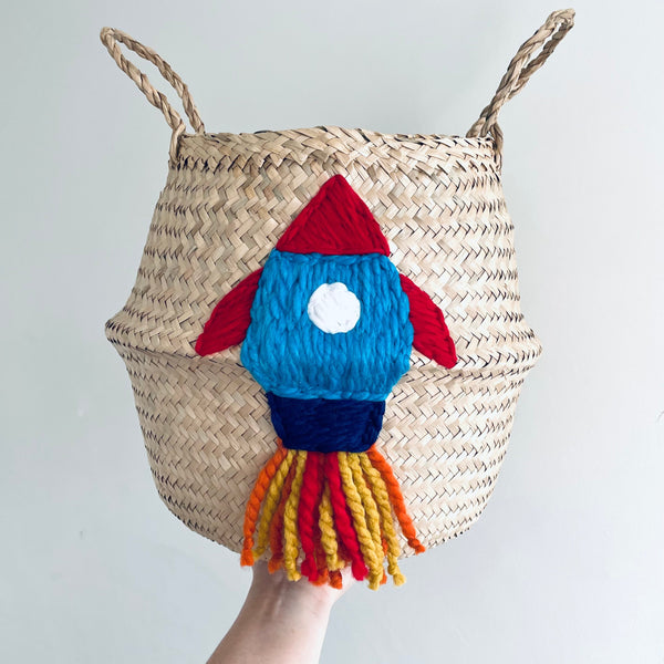 Rocket Handwoven Toy Storage Basket (Large)