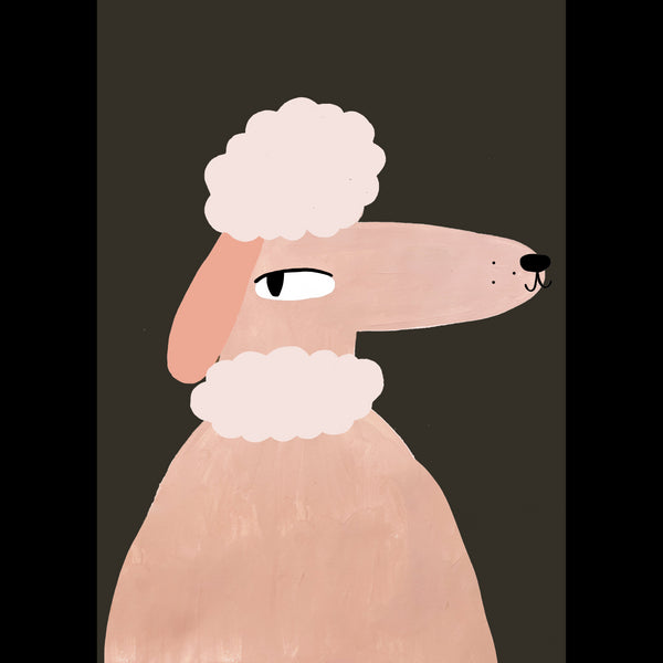 'Mr Poodle' Hand Painted Art Print (Pink/Khaki/Grey/Beige)